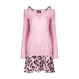 Boutique Moschino Pink Silk Leopard-Trim Sweater